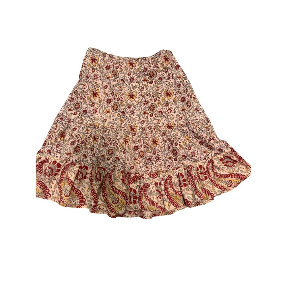 Kuhl XS Floral Paisley Block Print Tiered Ruffle Cotton Mini Skirt